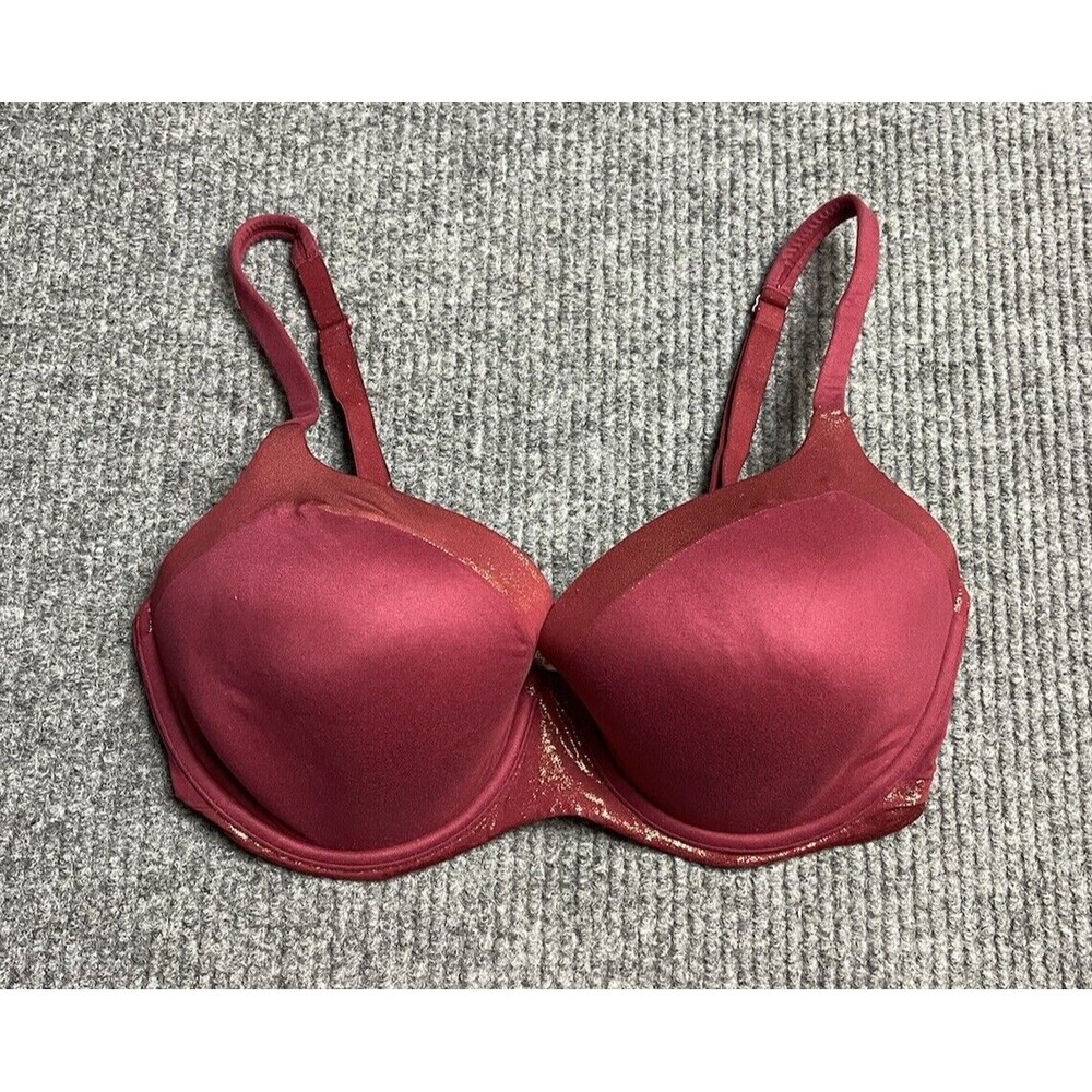 Victoria Secret Body By Victoria Bra 34DDD Lined Demi Maroon Gold Shimmer